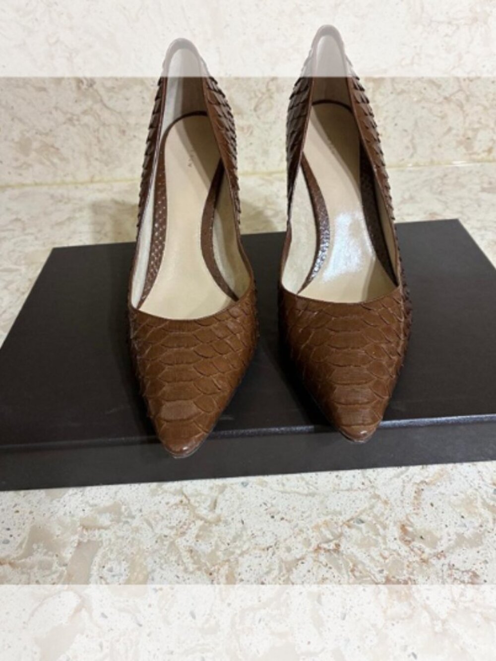 The Row NIB Liisa Python Stiletto Pumps (ORIG. $1650) (SIZE 7B) MOUSSE - Picture 4 of 7